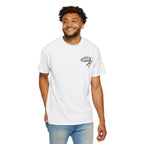 Keys to Happiness fishing t-shirt by Dockside Ds Mercantile – unisex Comfort Colors tee with vintage Florida Keys design - man front of tee graphic